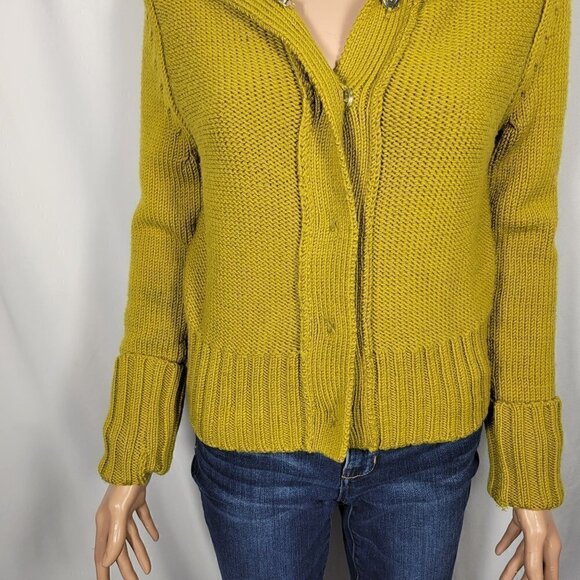 Max Azria Collection Women's Knit 100%Wool Button Up Sweater Roll Sleeves Size M - Picture 4 of 15